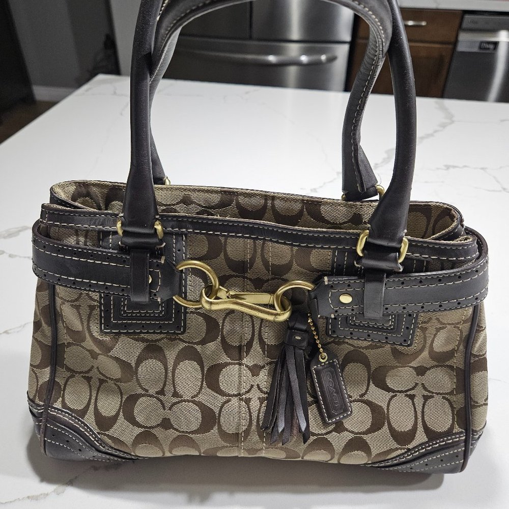 Coach Medium Tote Brown Monogram in Great Condition